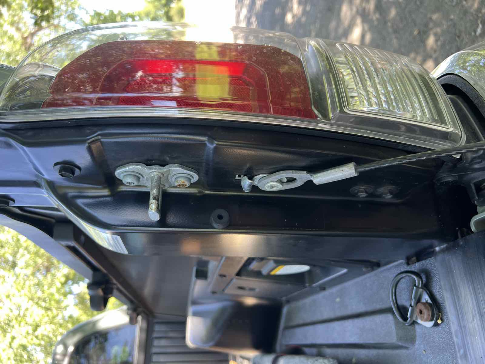The same right-hand Tacoma bedside after preparation, with the factory sticker removed and the surface wiped down with isopropyl alcohol.